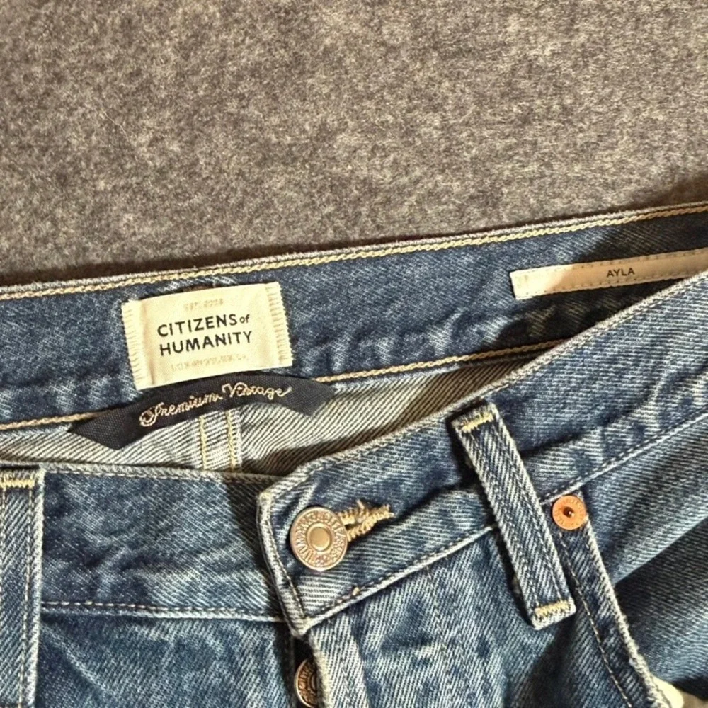 Citizens of Humanity Ayla Baggy Wide Leg Jeans Blue 24 Cotton Rigid Comfy Lux